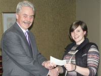 Philip Nolan presenting Bursary award to Stephanie McCarney. pic:HN